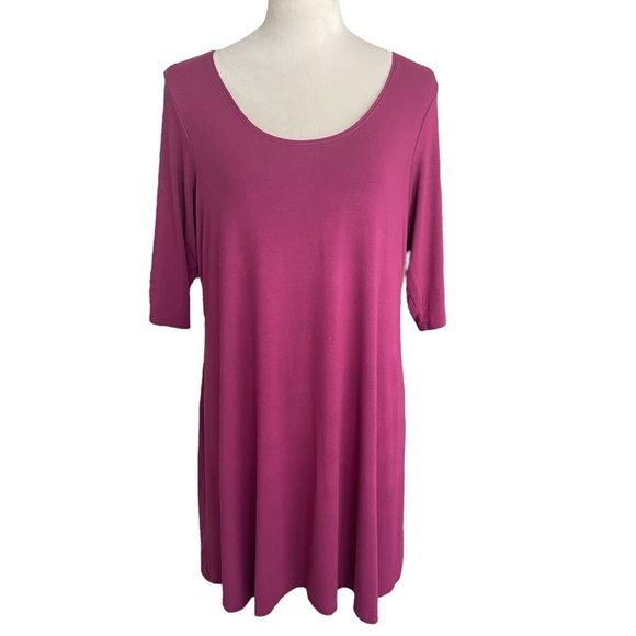 Eileen Fisher Purple Lagen Look Minimalist Rayon Blend Tunic Top Women Size L - Picture 1 of 7